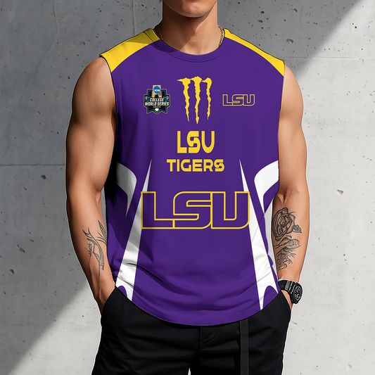 3D PRINT TEE NCAA CWS07 LST LSU TIGERS MEN'S GYM SHIRT