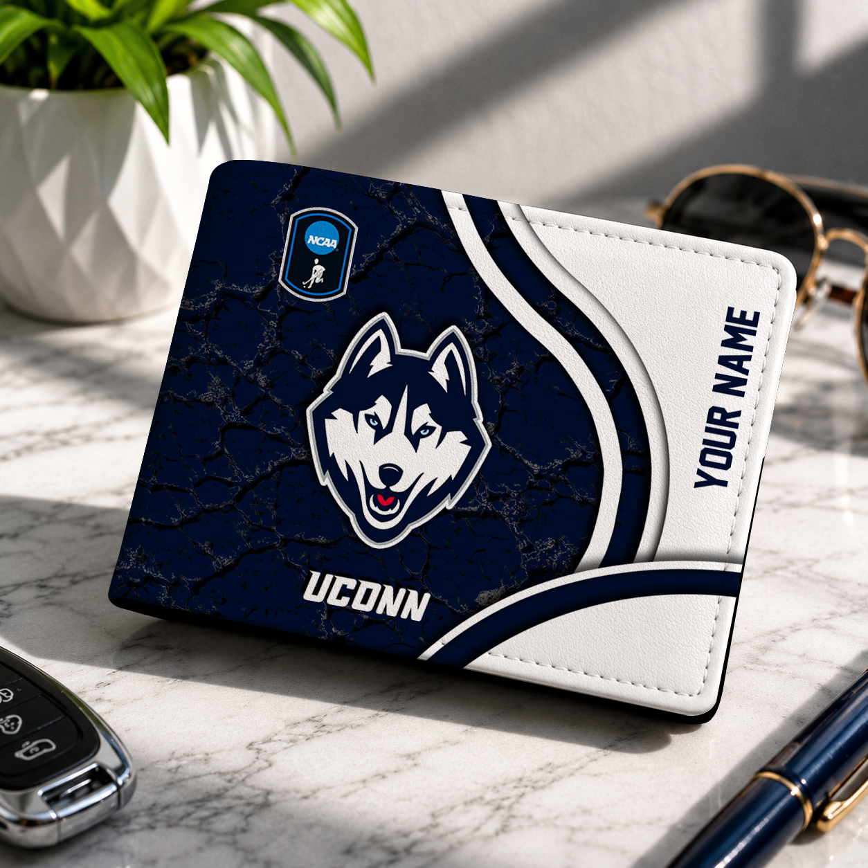 VIRAL EDITION NCAA CFH07 UCH UCONN HUSKIES LEATHER WALLET