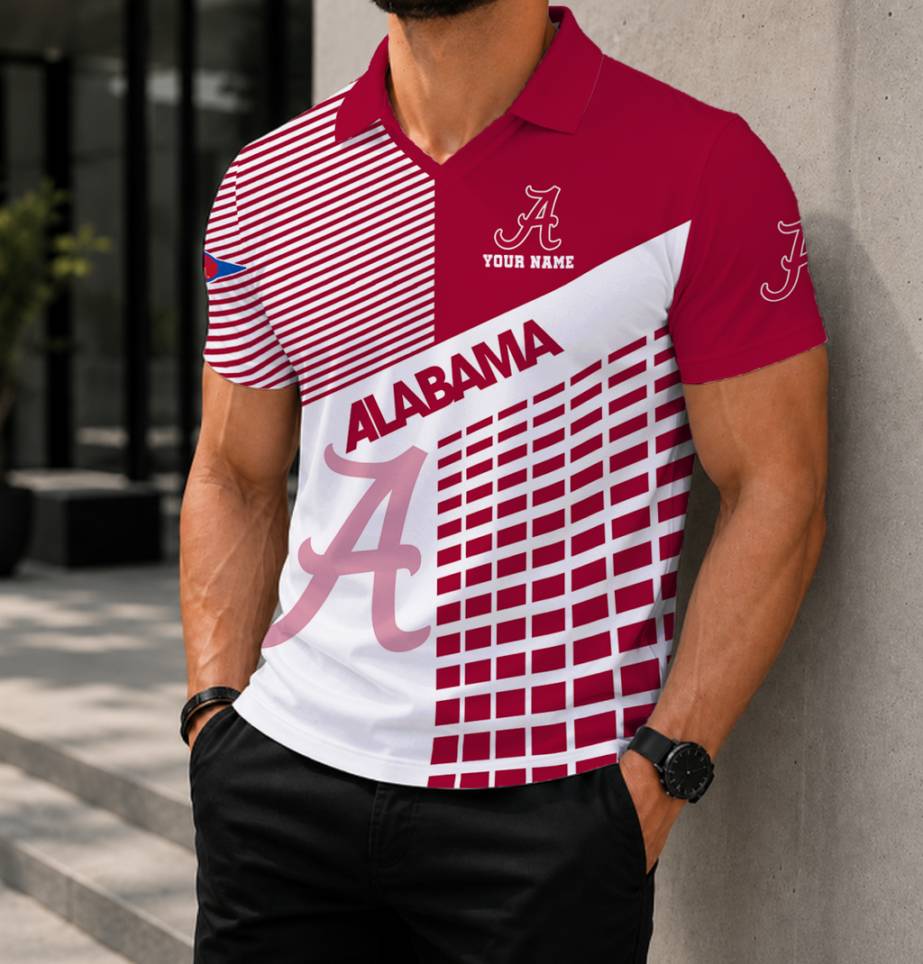 VIRAL EDITION - NEW CUSTOMIZED NCAA FBS08 ABC ALABAMA CRIMSON TIDE POLO SHIRT