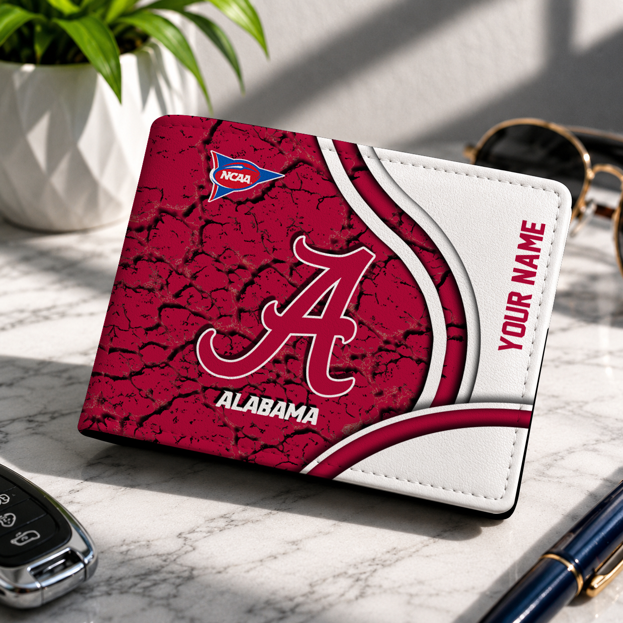 MEGA SALE NCAA FBS08 ABC ALABAMA CRIMSON TIDE LEATHER WALLET