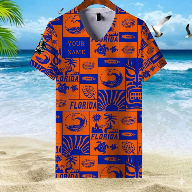 LIMITED EDITION - NEW CUSTOMIZED NCAA CWS08 FLG FL GATORS V-NECK FEMALE SHIRT