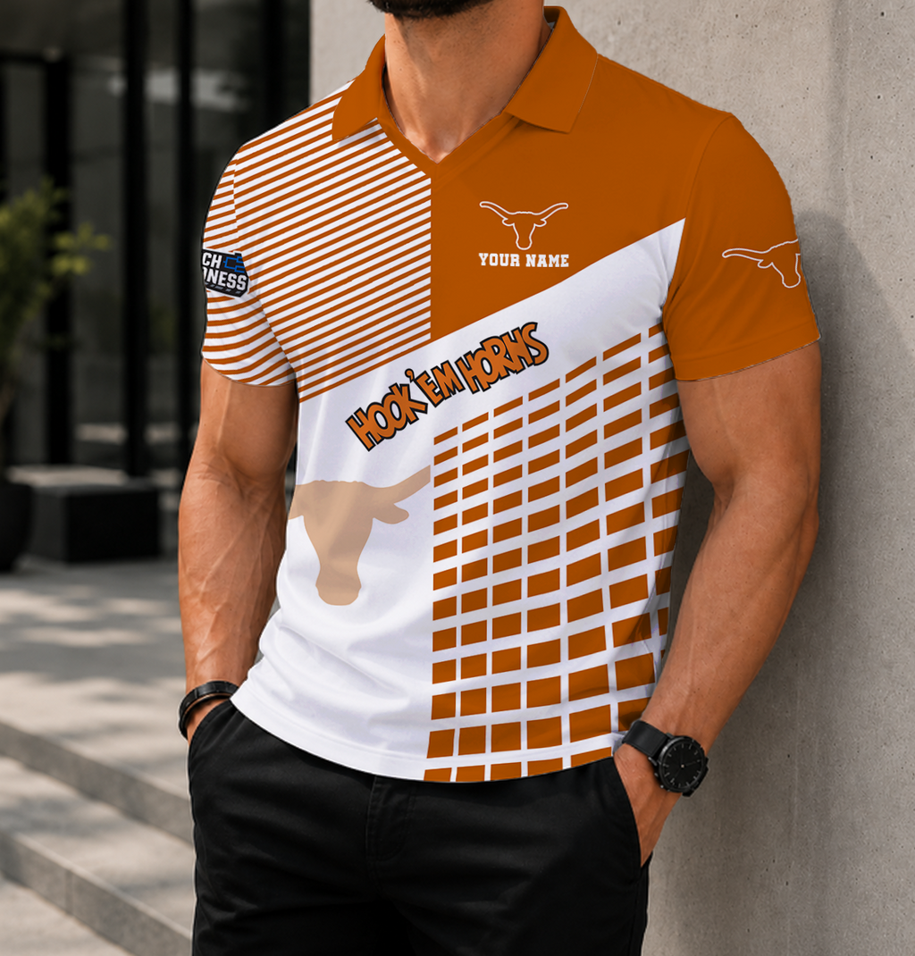 VIRAL EDITION - NEW CUSTOMIZED NCAA MAM08 TXL TEXAS LONGHORNS POLO SHIRT