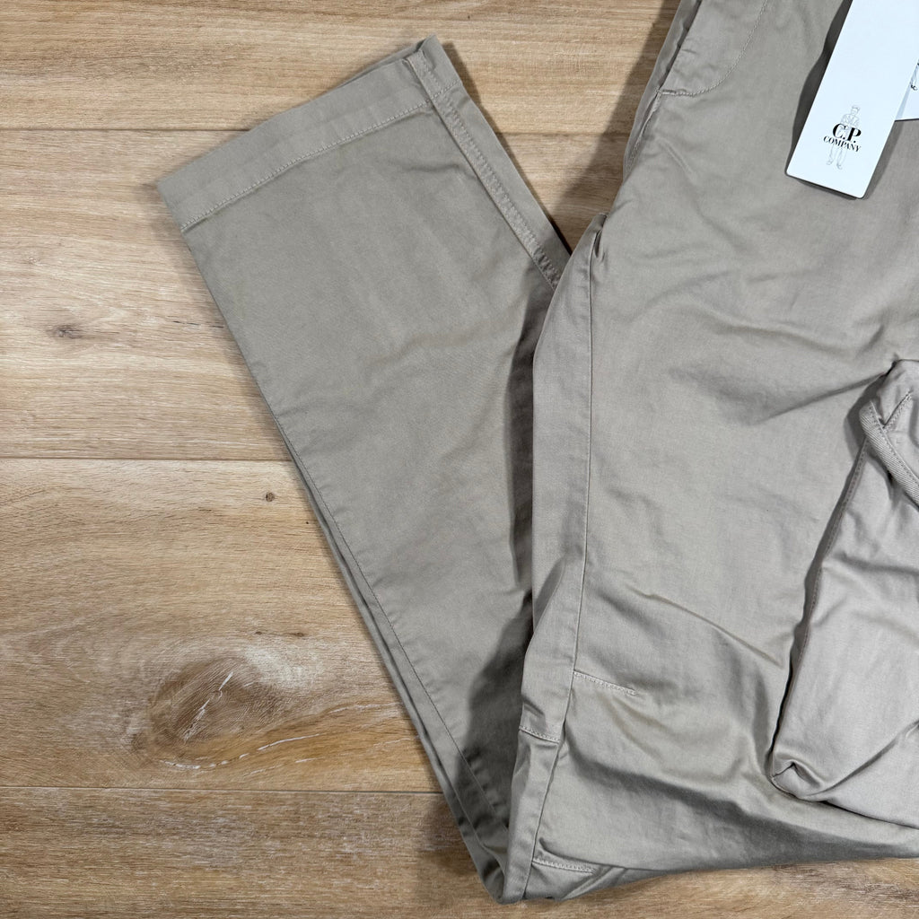 CP Company Stretch Sateen Utility Cargo Lens Pants in Vintage Khaki Ironleague