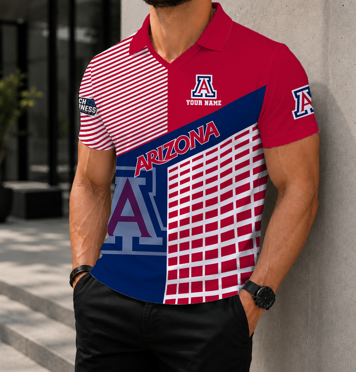 VIRAL EDITION - NEW CUSTOMIZED NCAA MAM09 ARW ARIZONA WILDCATS POLO SHIRT
