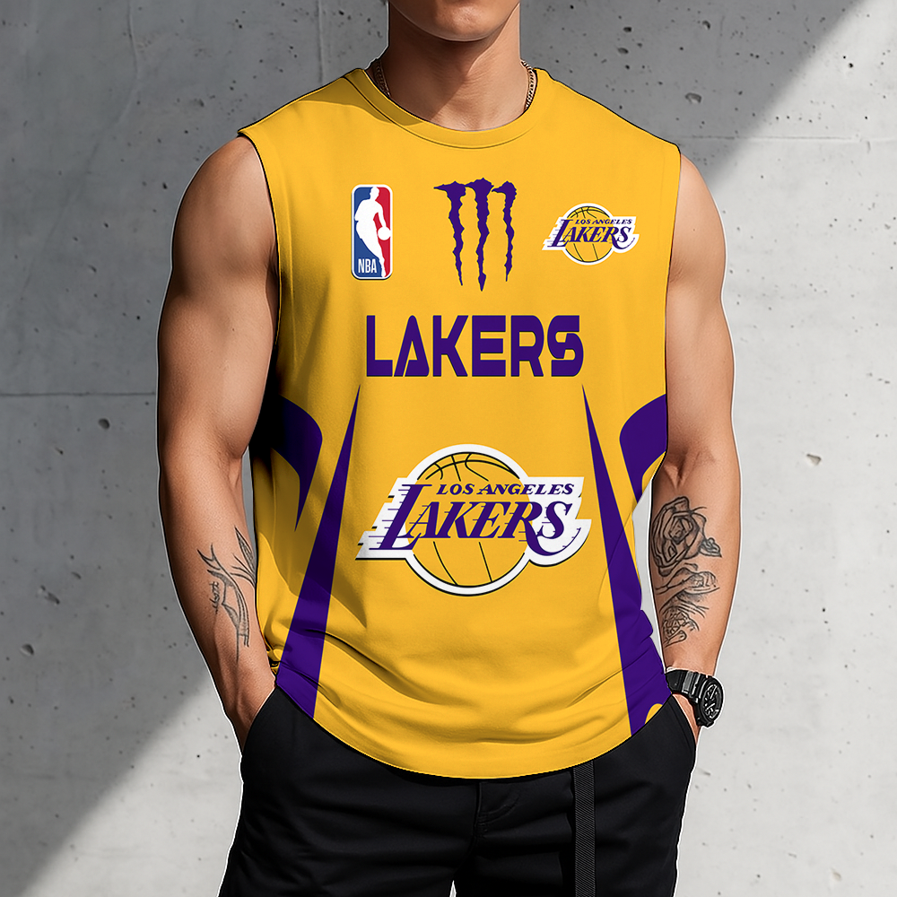 FINAL SALE - NEW CUSTOMIZED NBA09 LLA LOS ANGELES LAKERS MEN'S GYM SHIRT