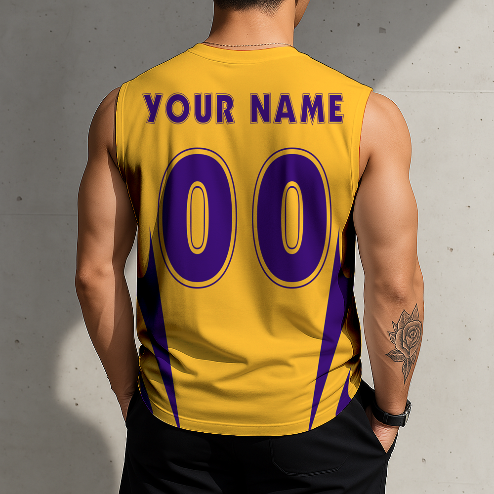 FINAL SALE - NEW CUSTOMIZED NBA09 LLA LOS ANGELES LAKERS MEN'S GYM SHIRT
