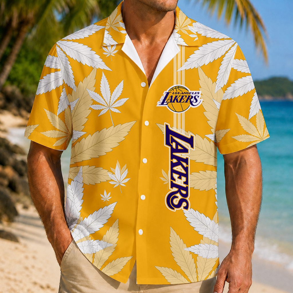 FINAL SALE - NEW CUSTOMIZED NBA09 LLA LOS ANGELES LAKERS UNISEX HAWAIIAN SHIRT
