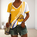 FINAL SALE - NEW CUSTOMIZED NBA09 LLA LOS ANGELES LAKERS V-NECK FEMALE SHIRT
