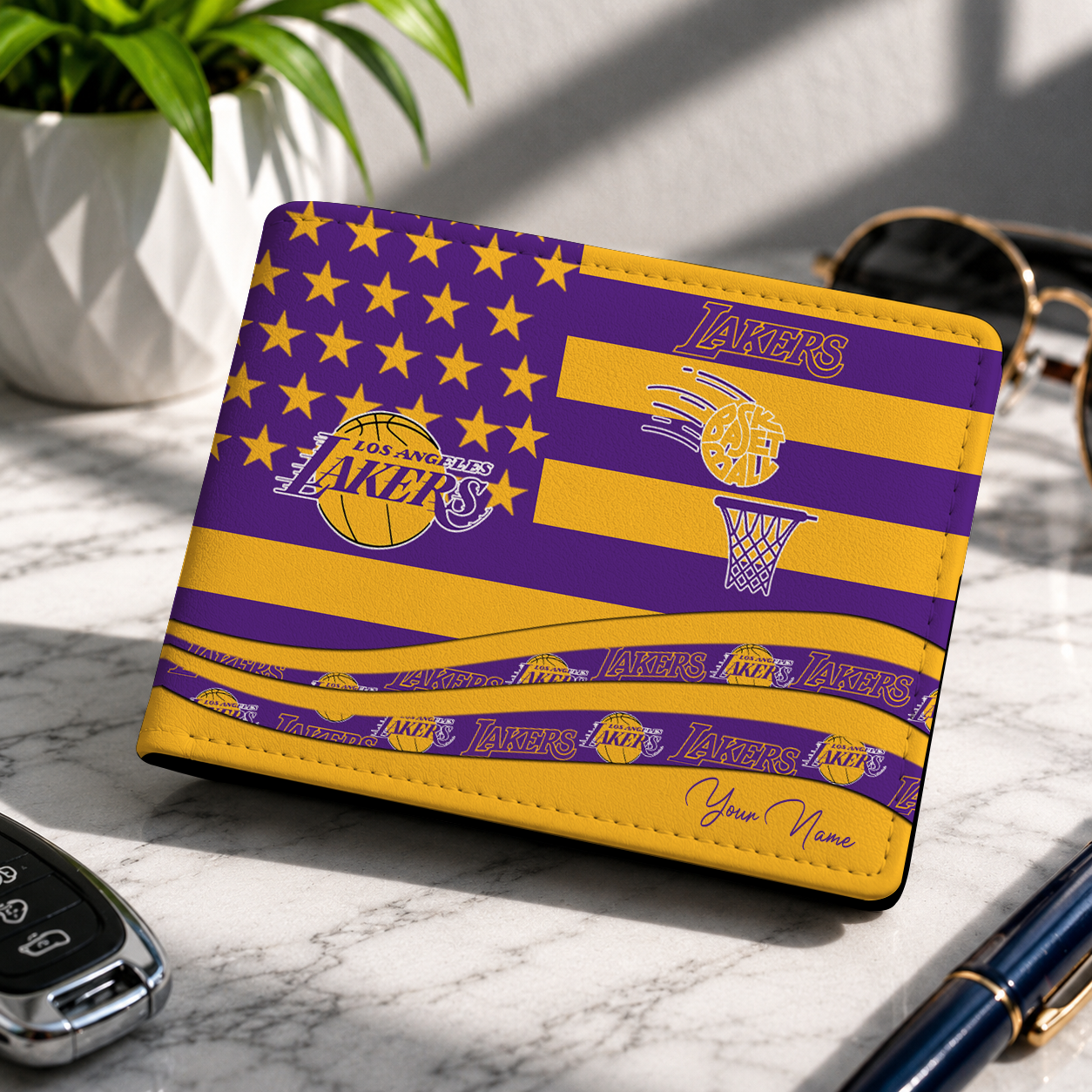 FINAL SALE NBA09 LLA LOS ANGELES LAKERS LEATHER WALLET