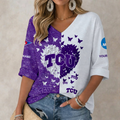 LIMITED DROP NCAA FBS09 THF TC HORNED FROGS WOMEN'S HEART V-NECK LONG SLEEVE SHIRT