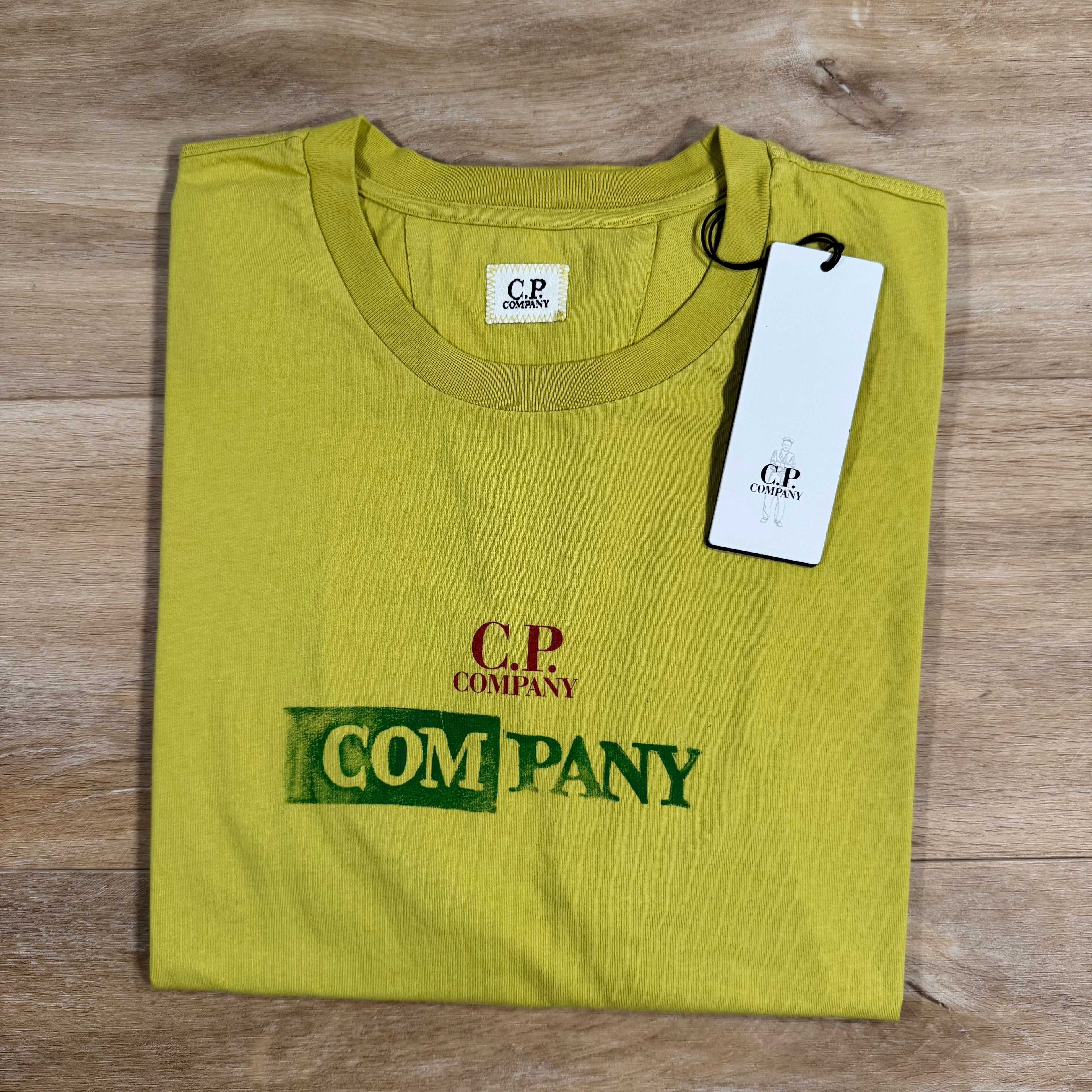 CP Company 24/1 Jersey Logo T-Shirt in Cress Green - Yellow Ironleague