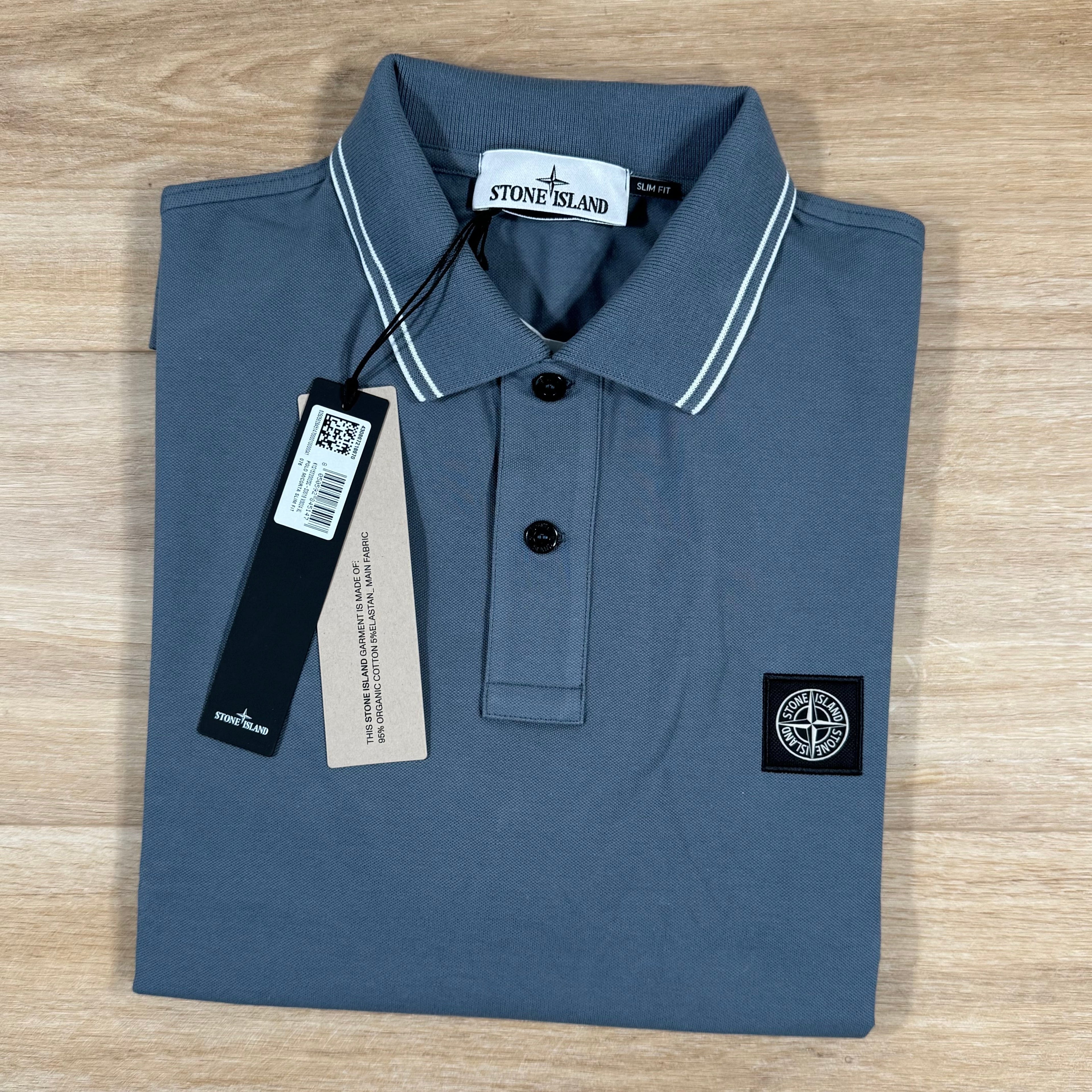 Stone Island Organic Cotton Pique Polo Shirt in Avio Blue Ironleague