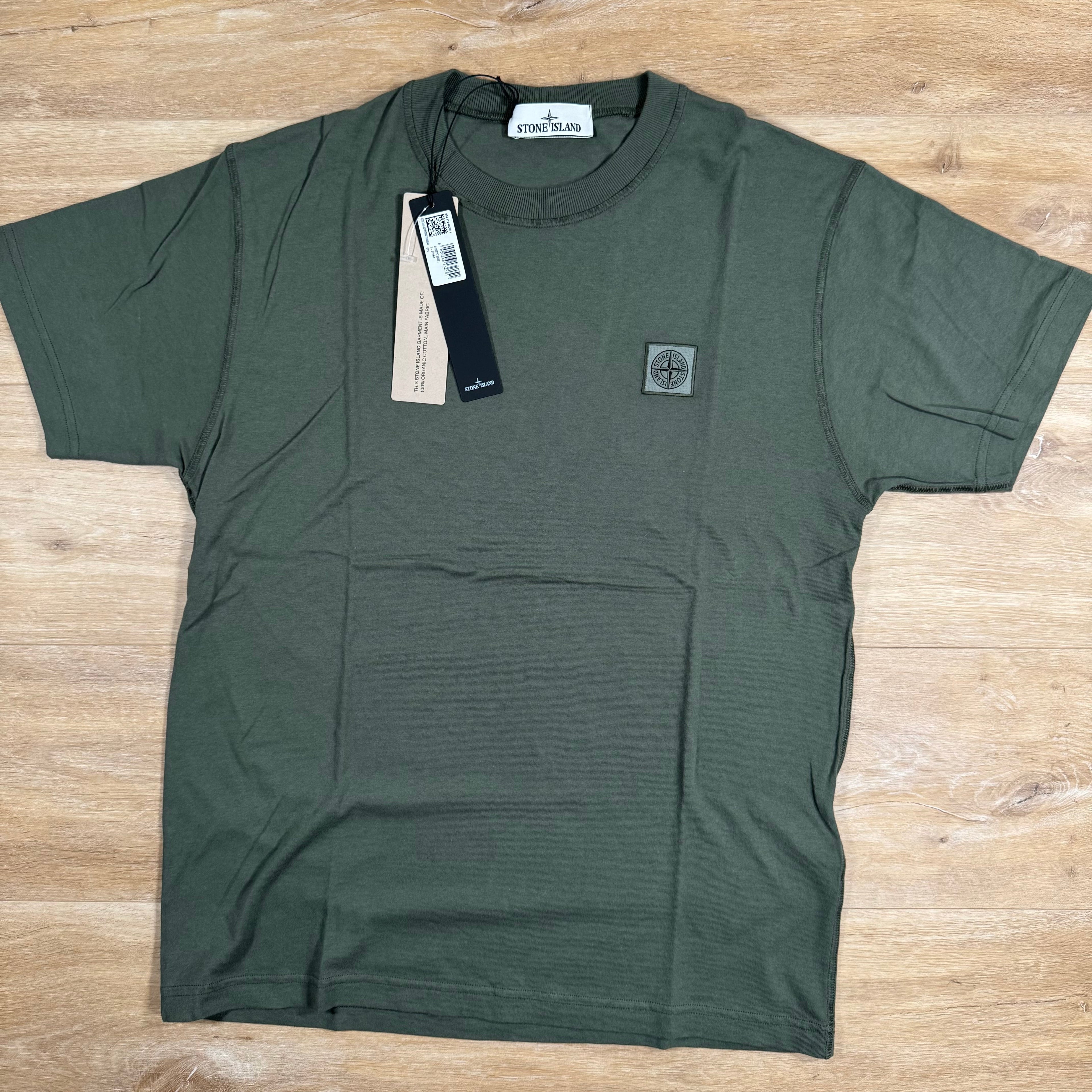 Stone Island Patch Logo Cotton T-Shirt in Musk Green Ironleague