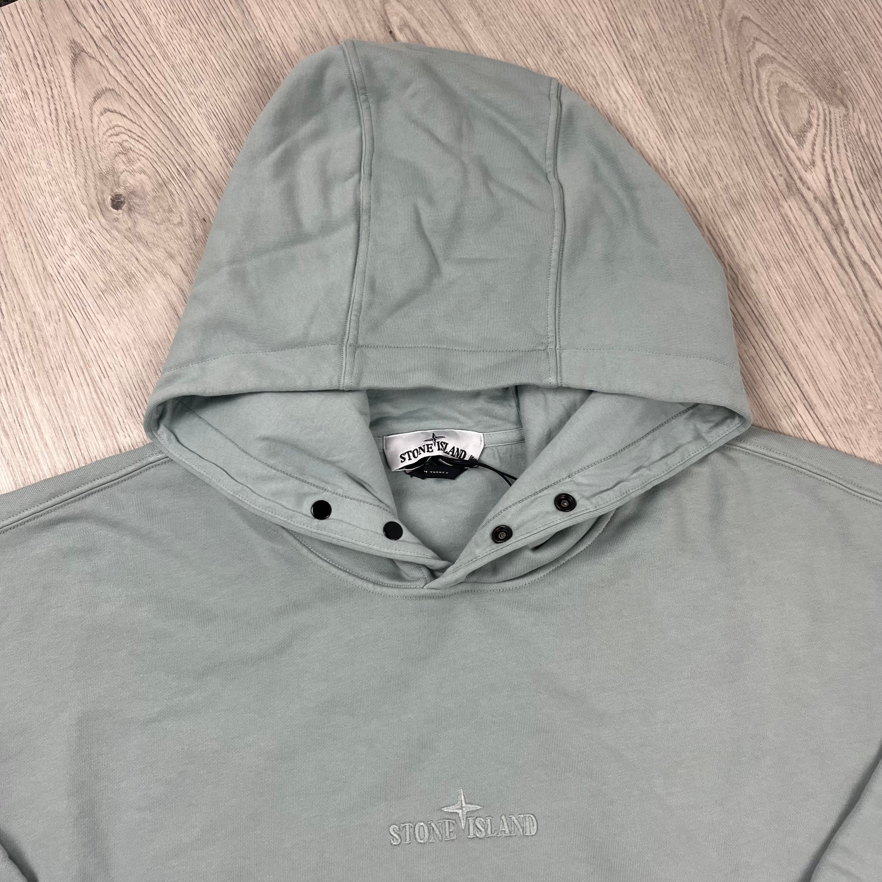 Stone Island Embroidered Hoodie - Sky Blue Ironleague