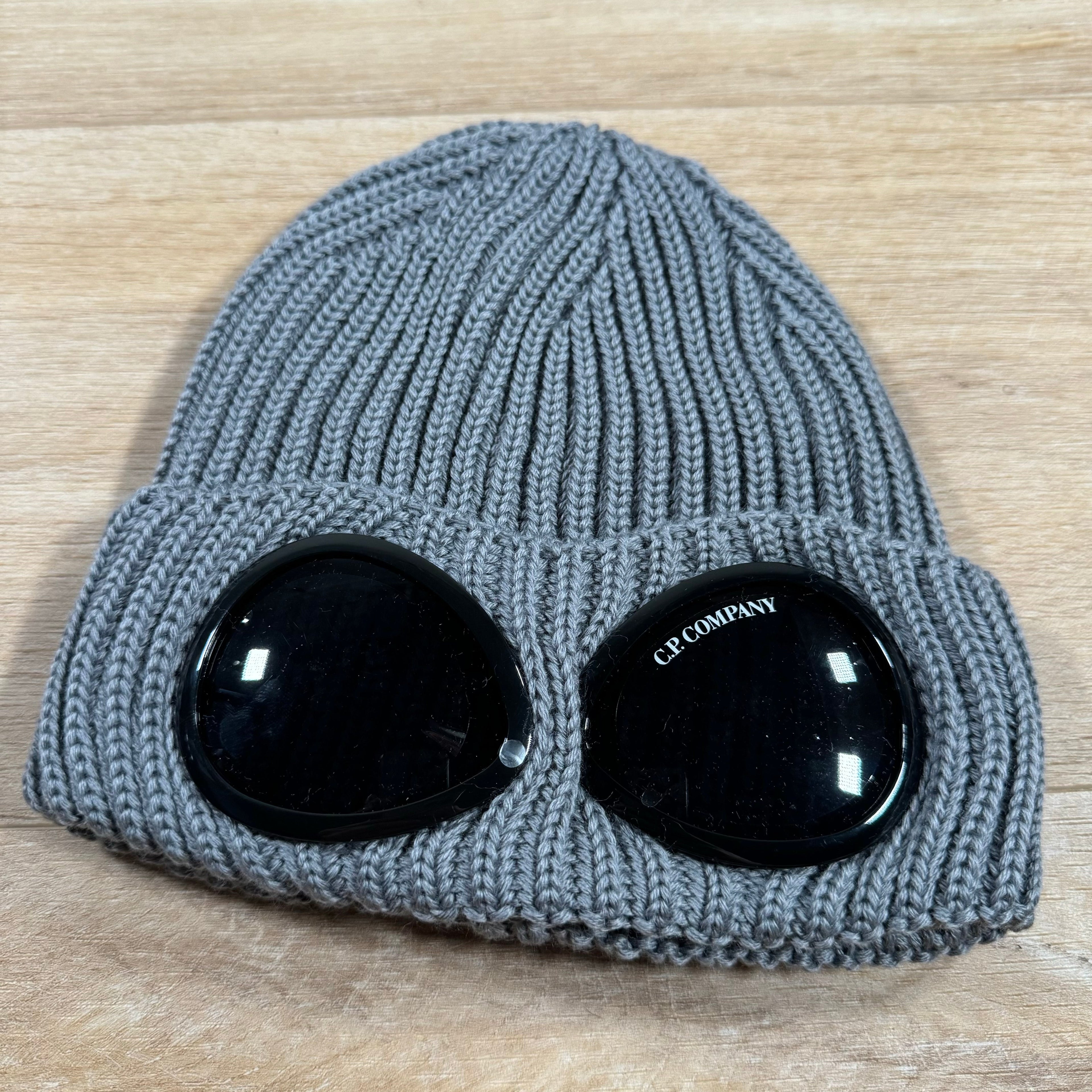 CP Company Extra Fine Merino Wool Goggle Beanie in Griffin Grey Ironleague