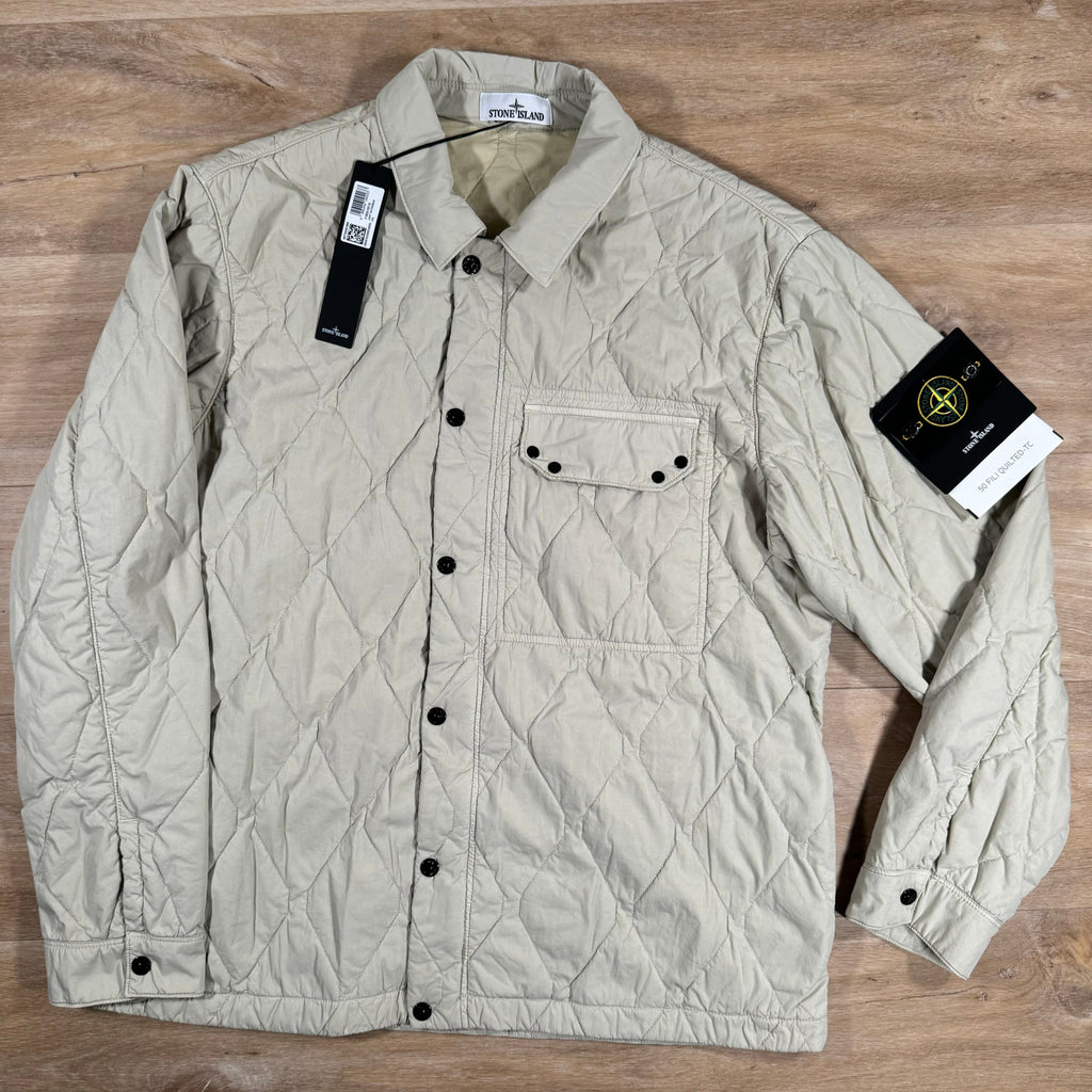Stone Island 50 Fili Nylon Overshirt in Plaster Ironleague