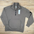 CP Company Diagonal Raised Half-Zipped Lens Sweatshirt in Walnut Ironleague