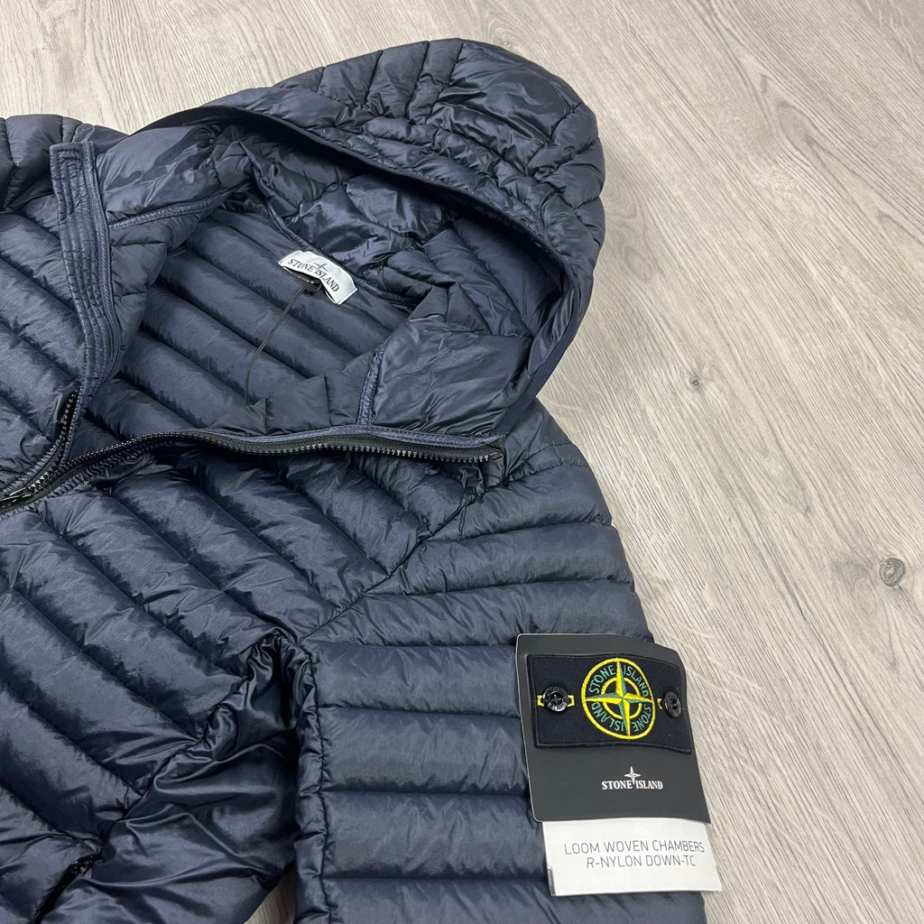 Stone Island Woven Down Jacket - Navy Ironleague