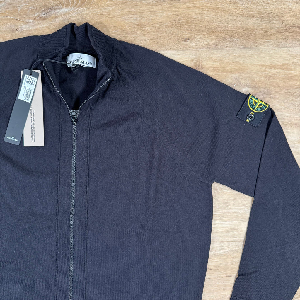 Stone Island Light Organic Cotton Knit Cardigan in Navy Ironleague