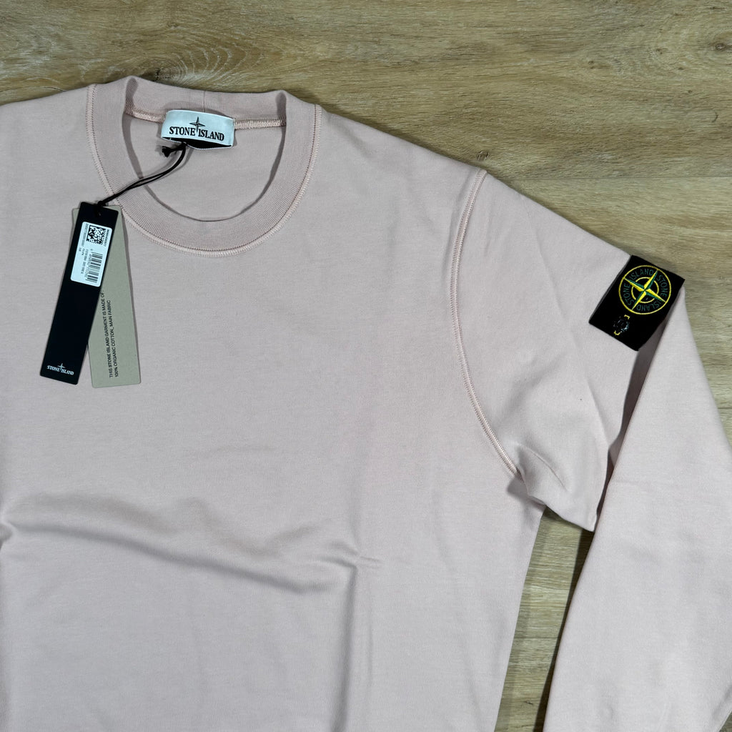 Stone Island Organic Cotton Fleece Sweatshirt in Antique Rose Ironleague