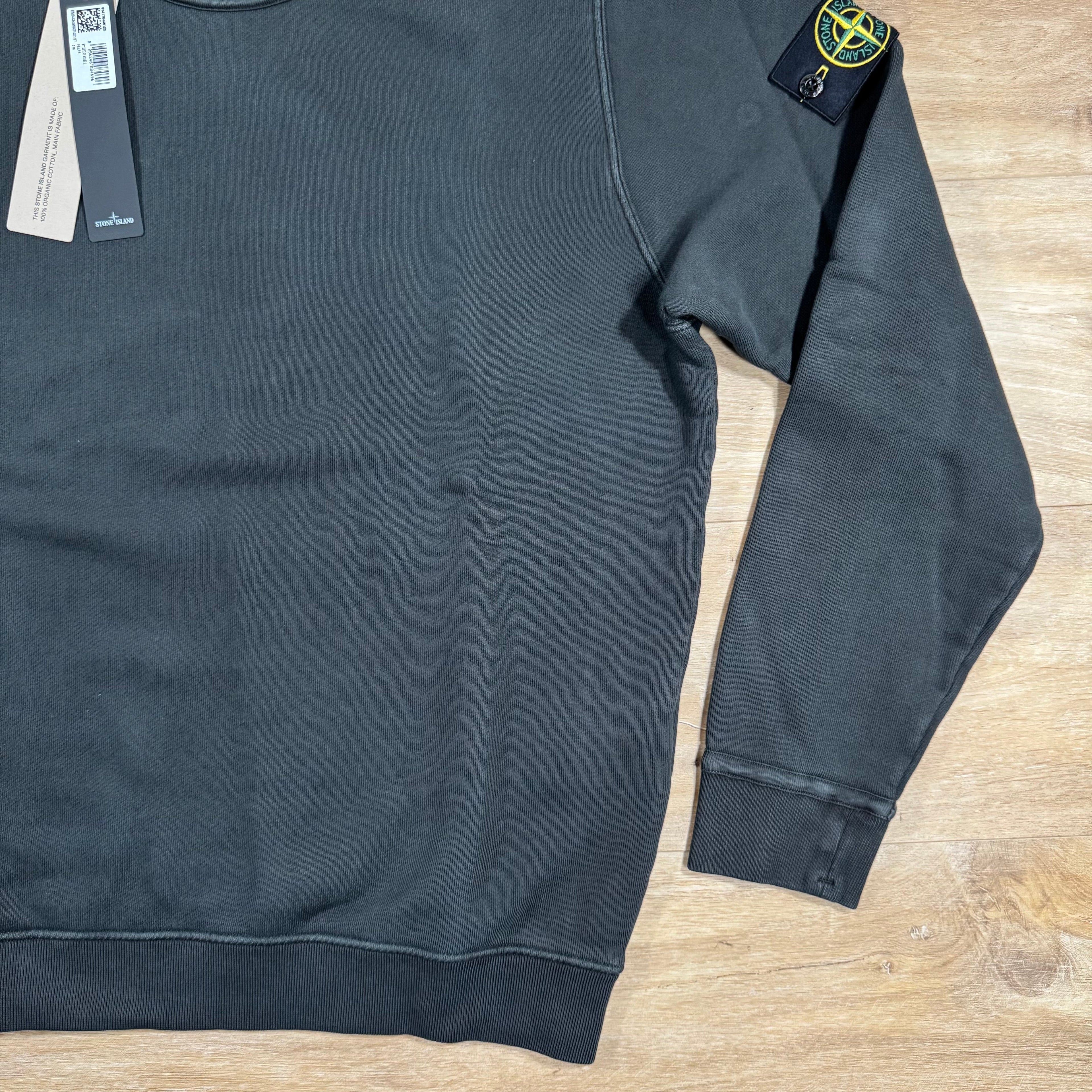 Stone Island Diagonal Fleece Old Effect Sweatshirt in Lead Grey Ironleague