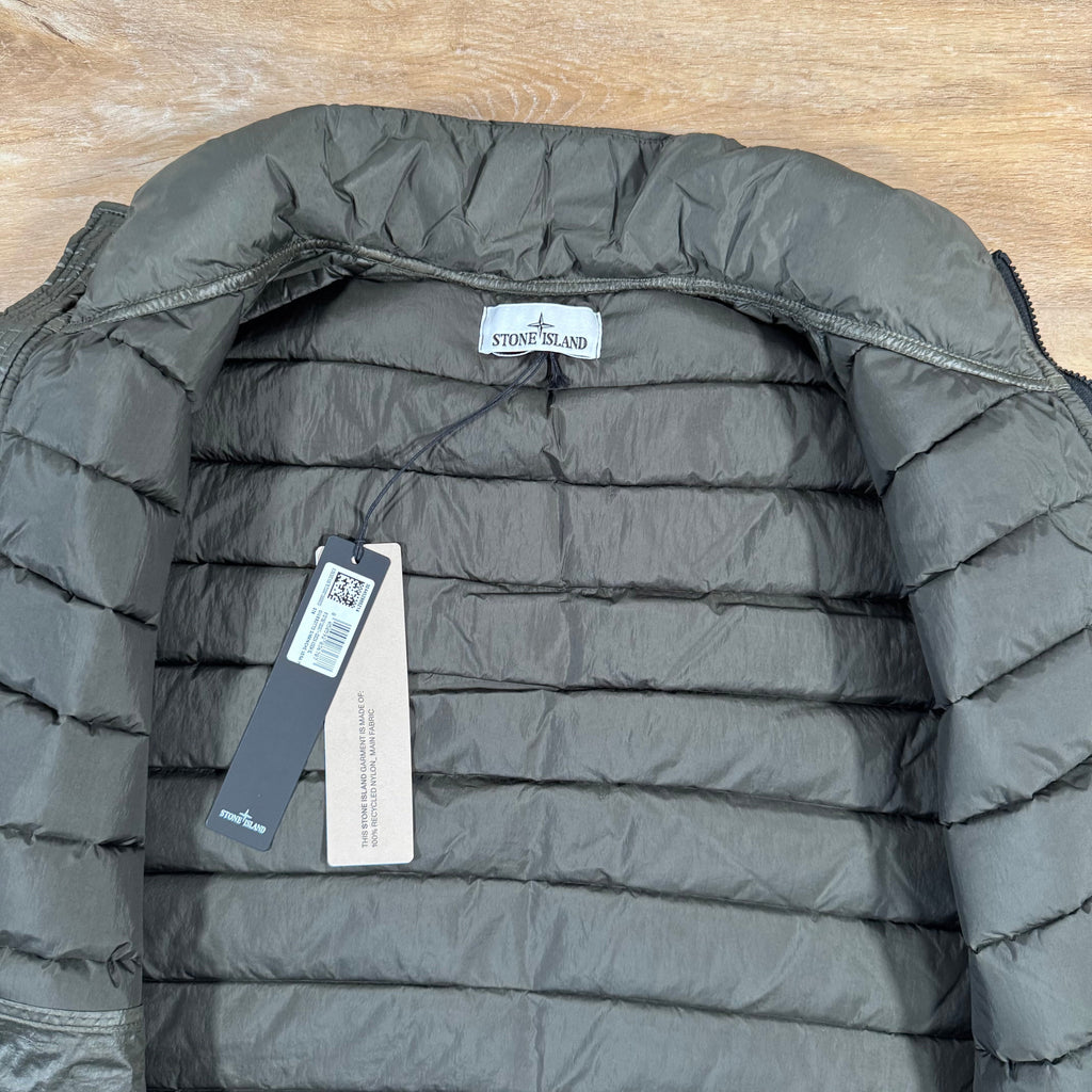 Stone Island Nylon Down-TC Vest in Military Green Ironleague