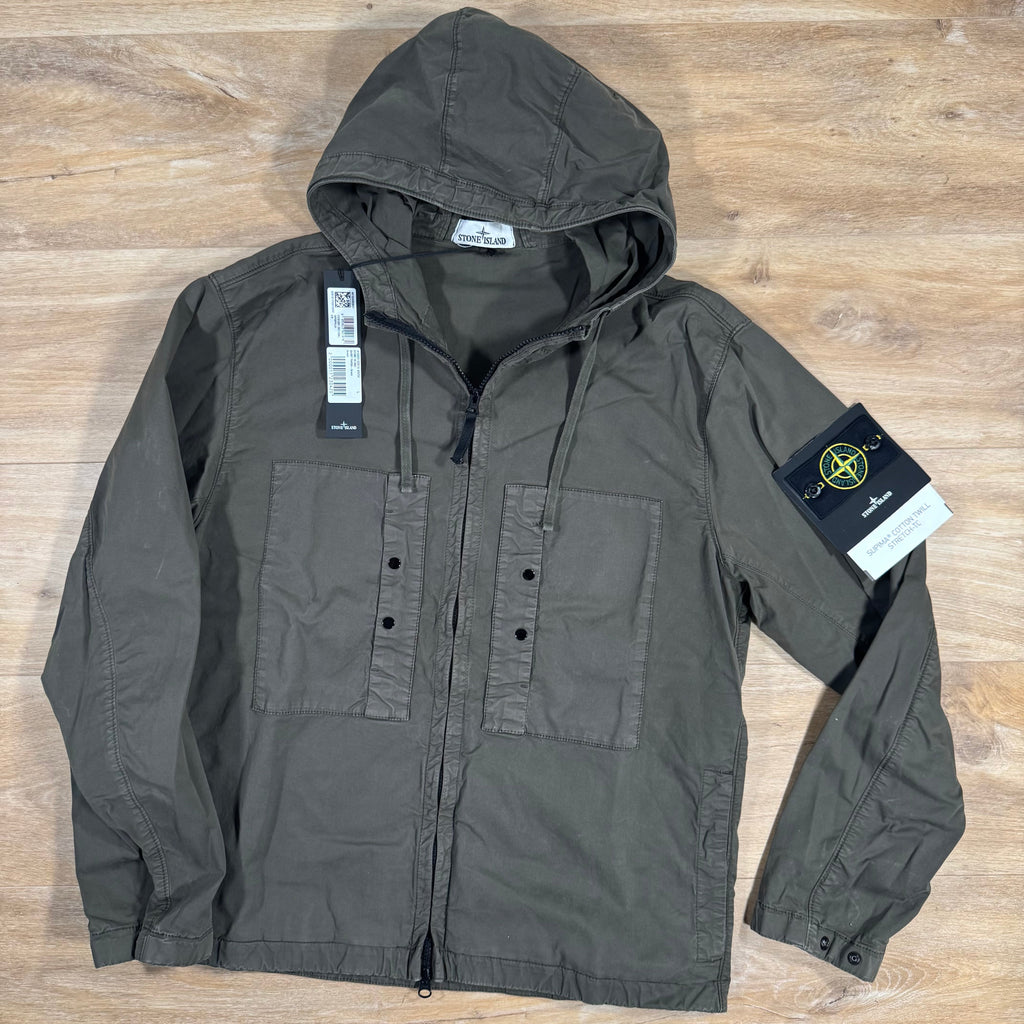Stone Island Supima Cotton Twill Stretch-TC Jacket in Military Green Ironleague