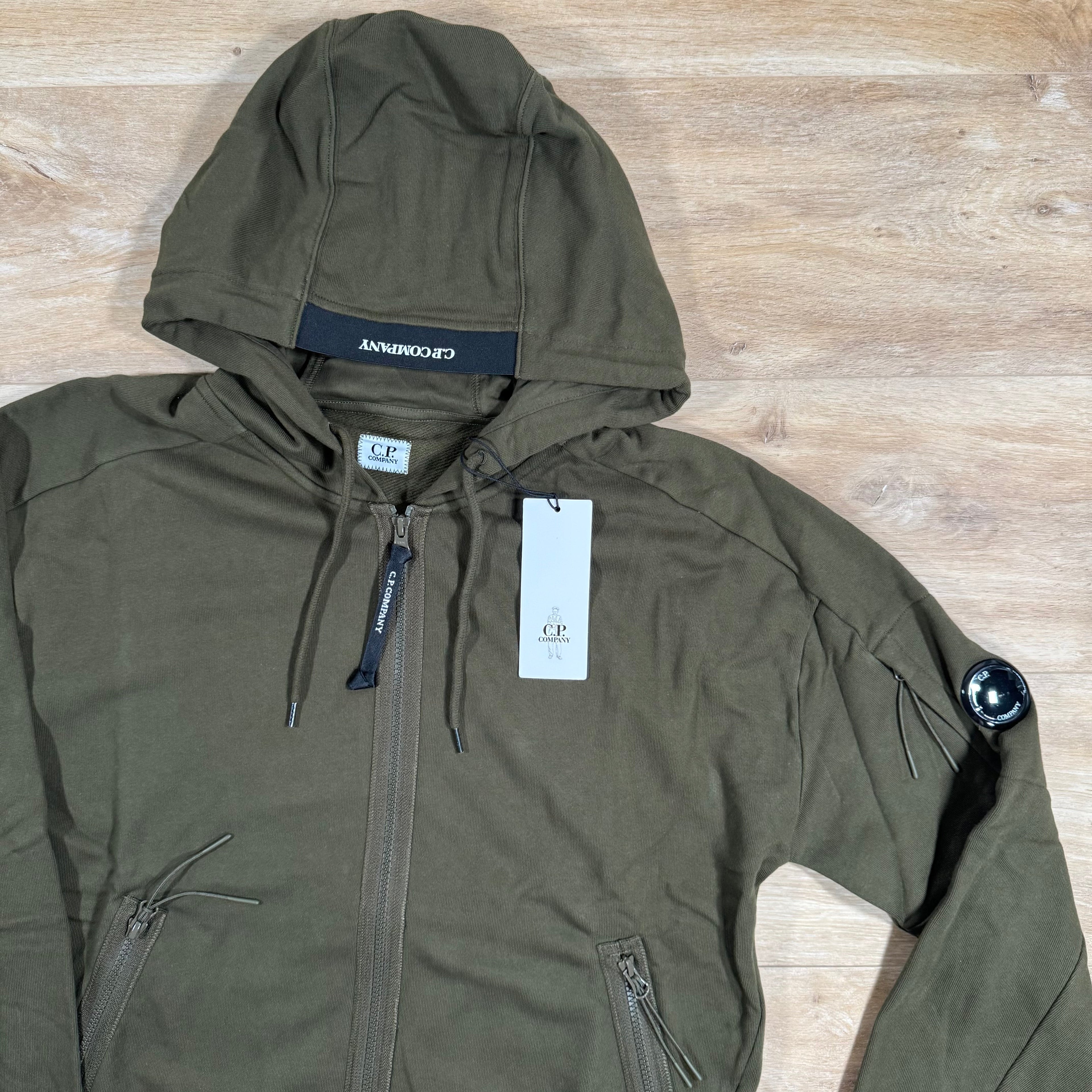 CP Company Diagonal Raised Zipped Lens Hoodie in Ivy Green Ironleague
