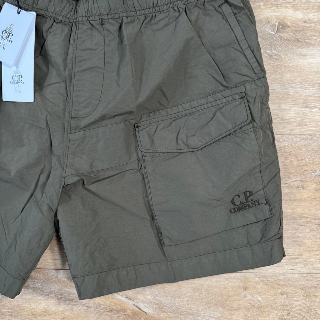 CP Company Flatt Nylon Logo Swim Shorts in Ivy Green Ironleague