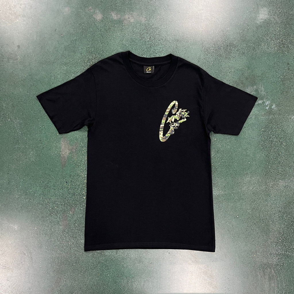 Corteiz Camo Gunslinger T-Shirt - Black/White Ironleague