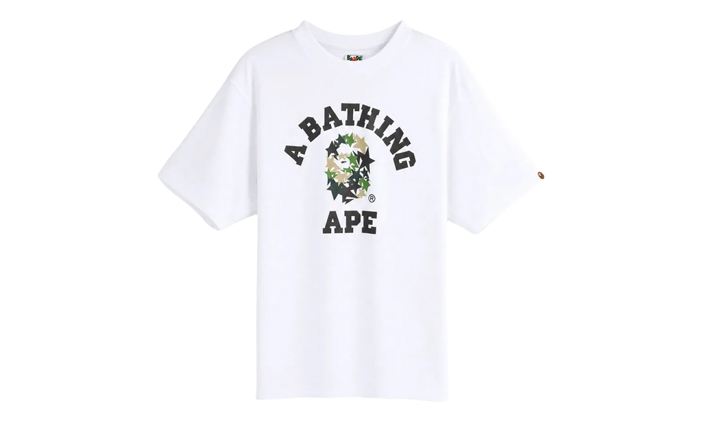 BAPE Sta College Relaxed Fit Tee White 1L80110314 WHT
