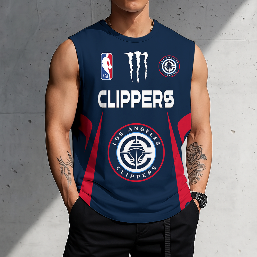 FINAL SALE - NEW CUSTOMIZED NBA10 LCL LOS ANGELES CLIPPERS MEN'S GYM SHIRT