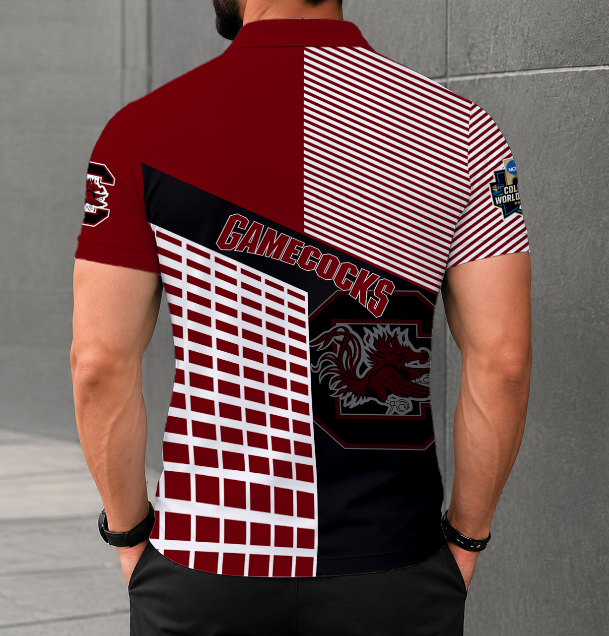 LIMITED EDITION - NEW CUSTOMIZED NCAA CWS10 SCG SOUTH CAROLINA GAMECOCKS POLO SHIRT