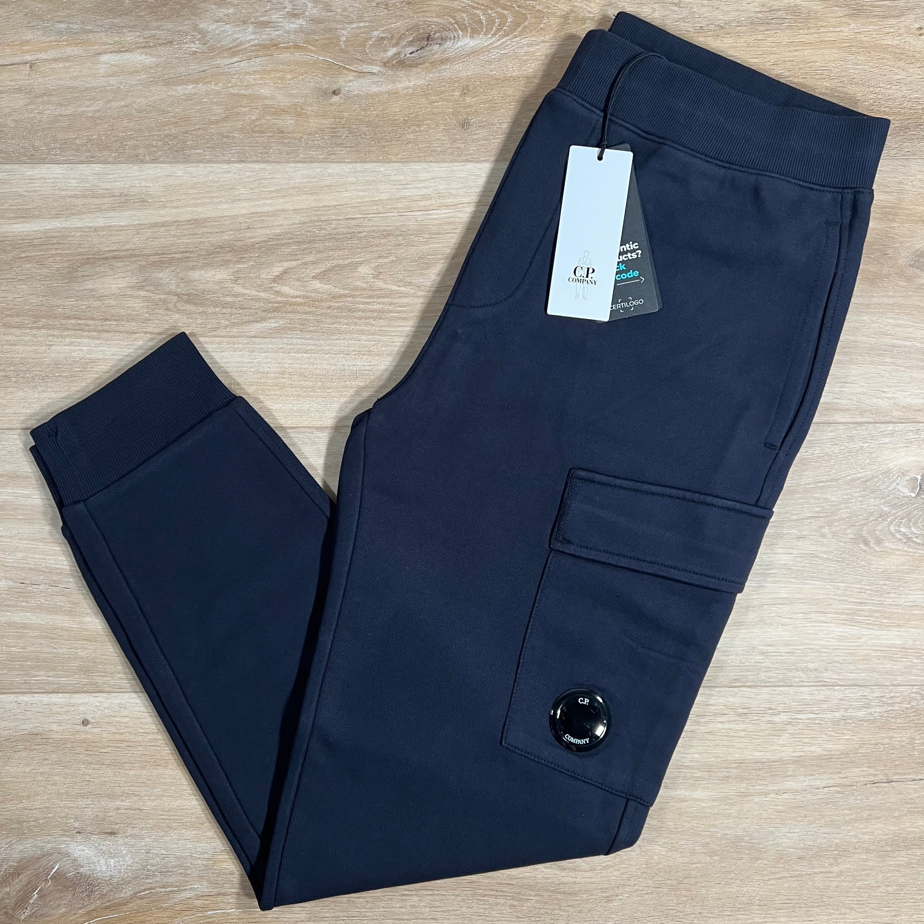 CP Company Diagonal Raised Fleece Lens Sweatpants in Navy Ironleague