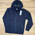 CP Company Diagonal Raised Fleece Goggle Hoodie in Navy Ironleague