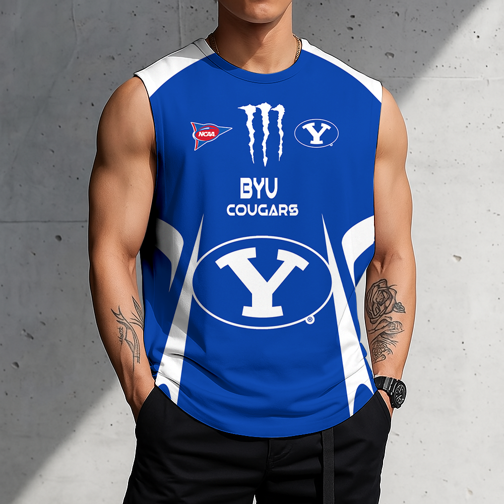 3D PRINT TEE NCAA FBS11 BYU BYU COUGARS MEN'S GYM SHIRT