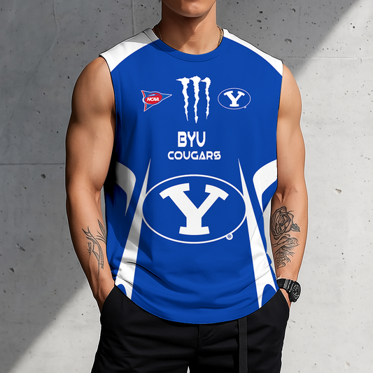 3D PRINT TEE NCAA FBS11 BYU BYU COUGARS MEN'S GYM SHIRT