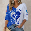 LIMITED DROP NCAA FBS11 BYU BYU COUGARS WOMEN'S HEART V-NECK LONG SLEEVE SHIRT