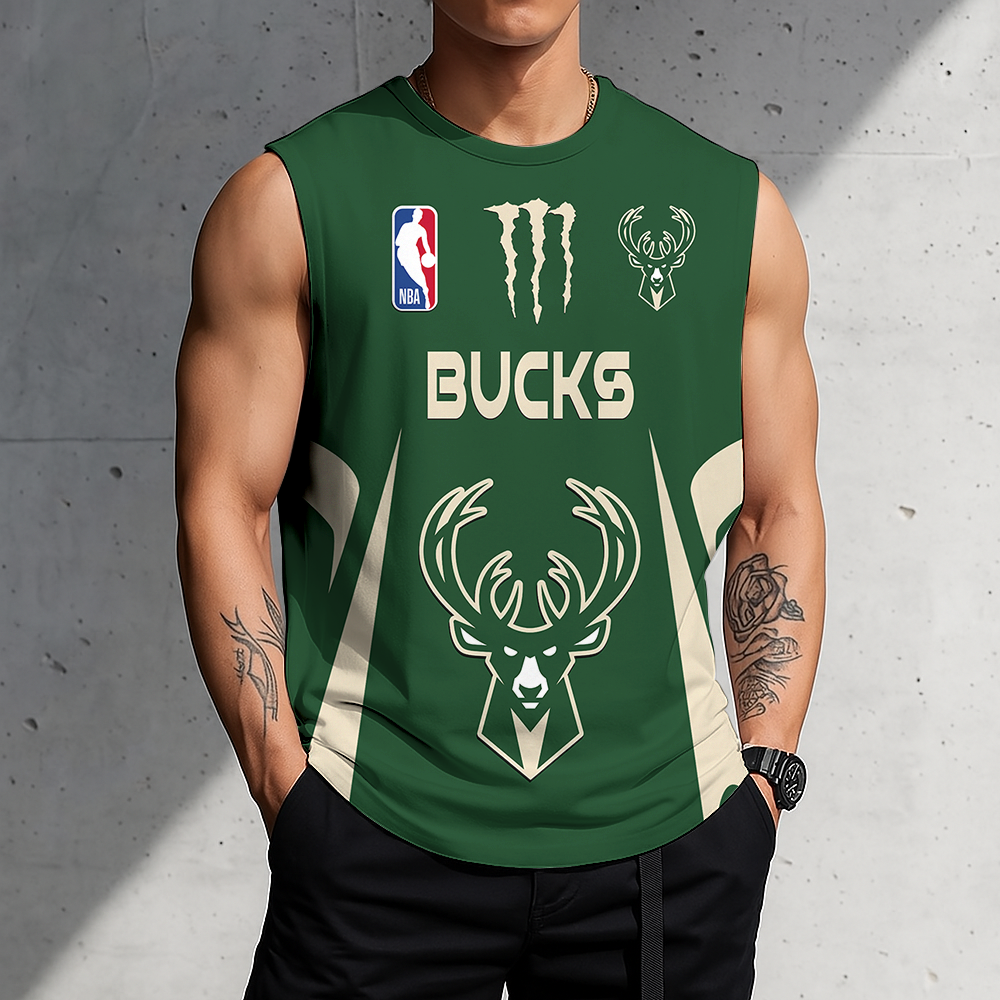 FINAL SALE - NEW CUSTOMIZED NBA11 MBU MILWAUKEE BUCKS MEN'S GYM SHIRT