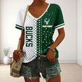 FINAL SALE - NEW CUSTOMIZED NBA11 MBU MILWAUKEE BUCKS V-NECK FEMALE SHIRT