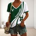FINAL SALE - NEW CUSTOMIZED NBA11 MBU MILWAUKEE BUCKS V-NECK FEMALE SHIRT