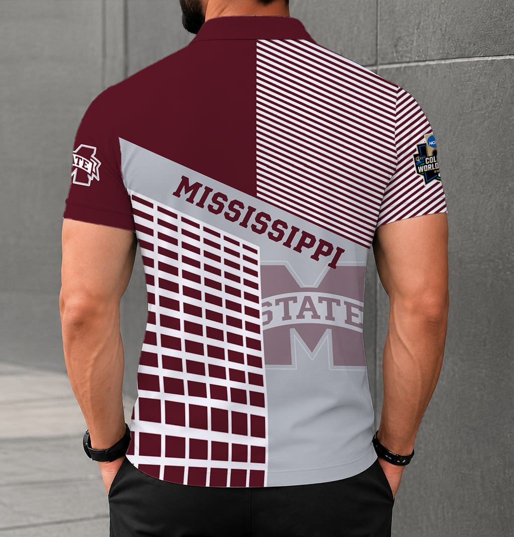 LIMITED EDITION - NEW CUSTOMIZED NCAA CWS11 MSB MISSISSIPPI STATE BULLDOGS POLO SHIRT