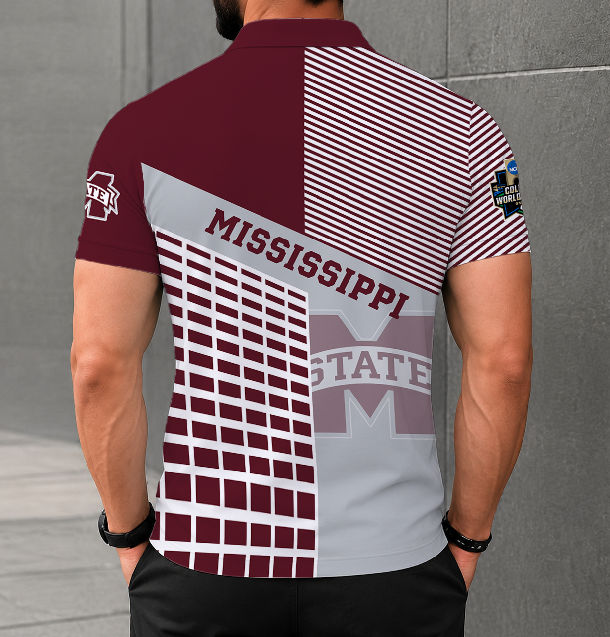 LIMITED EDITION - NEW CUSTOMIZED NCAA CWS11 MSB MISSISSIPPI STATE BULLDOGS POLO SHIRT