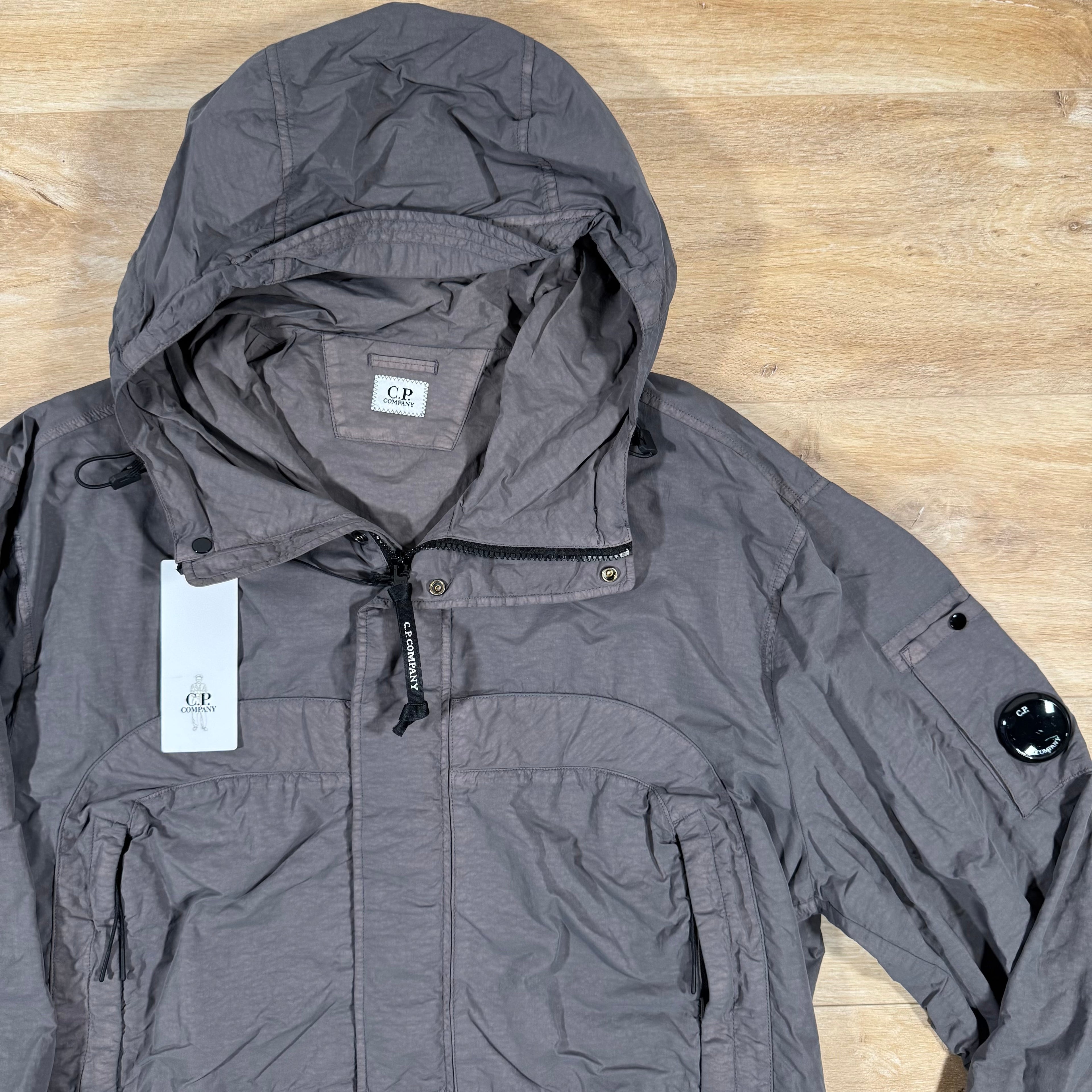 CP Company Flatt Nylon Hooded Lens Overshirt in Violet Ironleague