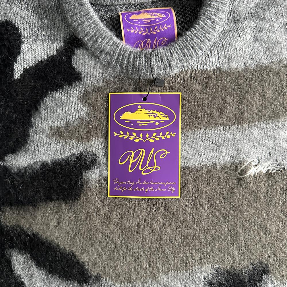 Corteiz More Hair Knit Sweater - Grey Camo Ironleague