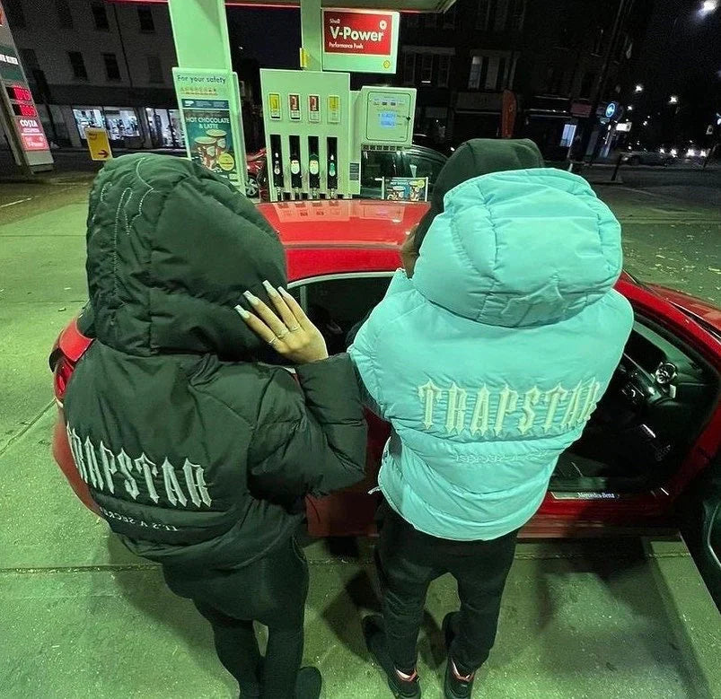 Trapstar Decoded Hooded Puffer 2.0 Jacket - Ice Blue Ironleague