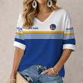 FINAL SALE - NEW CUSTOMIZED NBA12 GSW GOLDEN STATE WARRIORS WOMEN'S HEART V-NECK LONG SLEEVE SHIRT