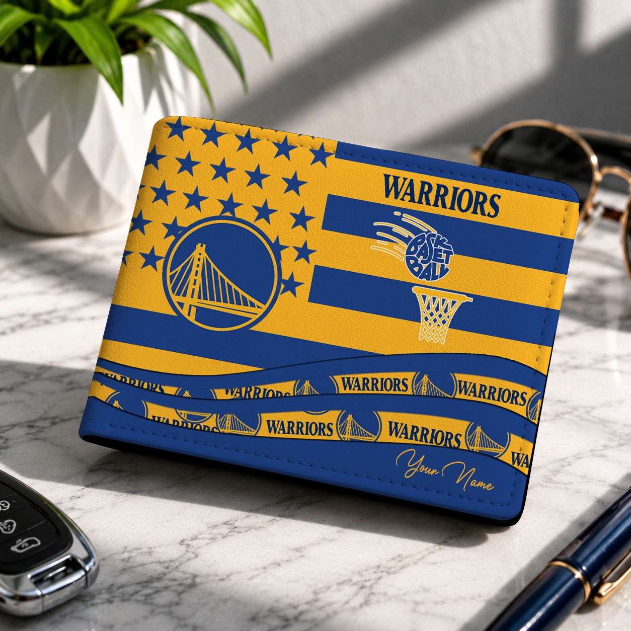 FINAL SALE NBA12 GSW GOLDEN STATE WARRIORS LEATHER WALLET