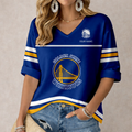 FINAL SALE - NEW CUSTOMIZED NBA12 GSW GOLDEN STATE WARRIORS WOMEN'S HEART V-NECK LONG SLEEVE SHIRT