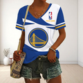 FINAL SALE - NEW CUSTOMIZED NBA12 GSW GOLDEN STATE WARRIORS V-NECK FEMALE SHIRT
